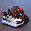 Zapatos para niños Zapatos de salón Polea Zapatos para caminar para niños Zapatillas de patinaje Zapatos luminosos recargables de cuatro ruedas para estudiantes de niñas