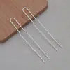 Horquilla Ondulada en Forma de U de Alambre de Cobre DIY Estilo Antiguo Dinastía Ming Hanfu Accesorio para el Cabello Horquilla Lateral Horquilla Conservadora de Color Galvanizado Accesorio de Envoltura de Flor