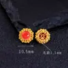 Ágata Rojo del Sur Hielo-Rojo Natural Accesorios para Pulseras Collares DIY Cuentas Espaciadoras S92 Plata Pura Chapada en Oro Cara de Anillo de Ágata Rojo Sol Dorado