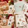 500 Adesivos de Grafite de Natal Cartoon 12 redondos de 2,5cm Papai Noel Árvore Rena Boneco de Neve Embalagem de Presente DIY