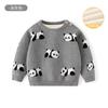 Suéter Infantil de Jacquard con Panda y Forro Polar Categoría a Otoño e Invierno Suéter de Punto de Algodón para Niños Grueso y Cálido Suéter para Bebé