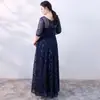 Vestido de Noche Azul Oscuro Efecto Adelgazante Talla Grande 100kg para Mujeres Curvilíneas, Oculta el Vientre, Adecuado para Recepciones de Bodas, Actuaciones Vocales, Reuniones Anuales y Anfitrionas, Estilo Nuevo