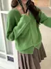 26 Outono Novo Estilo Coreano 100% Lã de Ovelha Cor Sólida Gola V Manga Longa Versátil para o Dia a Dia Cardigan de Tricô para Mulheres