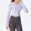 Roupas de ioga de outono e inverno femininas de manga comprida Novo emagrecimento apertado elegante costas roupas de fitness esportivas com almofada no peito
