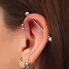 Acero inoxidable 10 piezas barra de barbell combinada barra transversal aretes de botón aretes de botón de cono afilado aretes de botón de circón de cuatro garras joyería para piercing al por mayor