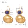 Europa e Estados Unidos transfronteiriço aço inoxidável oval banhado a ouro 18k incrustado pedra natural tendência alto Coringa brincos joias atacado