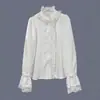 Camisa de Encaje Estilo Europeo y Americano para Mujer, Diseñada con Sentido de la Moda, Nuevo Modelo Primavera/Verano 2025, Blusa Delgada de Retazos, Top Elegante de Manga Larga