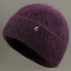 Chapéu de Lã Quente de Inverno com Pelo de Visão para Mulheres de Meia-Idade e Idosas, à Prova de Vento, Forrado com Fleece, Proteção para Orelhas, Chapéu de Tricô Pulôver de Vovó