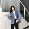 Foto Real Jaqueta Jeans Curta Feminina Outono Novo Estilo Coreano Solta Retrô Estilo Hong Kong Estudante Casual Top Tendência Azul