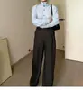 Camisa azul de manga larga para mujer estilo coreano, nuevo diseño de primavera y otoño, simple y holgada para ir al trabajo, look en capas, elegante camisa con cuello
