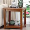 Mesa de café pequeña de madera maciza, mueble auxiliar simple, mesa redonda pequeña de doble capa, mesa lateral para sofá de sala de estar estilo chino, mesa de esquina, mesa redonda estilo americano