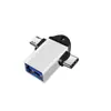 O adaptador OTG é adequado para celulares e tablets Apple Tipo-C para expandir dispositivos USB externos, um conversor dois em um