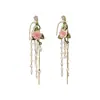 Pendientes de borla de flor de cuentas de color dopamina para primavera, sensación de lujo ligero y alta gama, pendientes atmosféricos estilo vacacional para mujer
