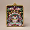 Colgante Thangka de Tíbet Zakilam Cuadrado Aleación de Acero de Titanio Dorado Varios Colores Patrones Dorados Se Pueden Elegir Directo de Fábrica
