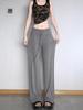 Pantalones Rectos de Modal Grises para Mujer, Nueva Versión Estrecha de Otoño e Invierno, Estilo Perezoso, Largos Hasta el Suelo, Cintura Alta, Pantalones Casuales de Pierna Ancha