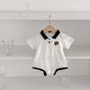 Mameluco de una pieza de manga corta para bebé, body veraniego a rayas de moda con cuello, para niños y niñas, traje triangular para gatear