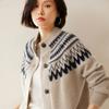 Cárdigan de punto de cachemira para mujer, otoño e invierno 2024, suéter holgado y holgado, abrigo de cuello redondo vintage para otoño e invierno