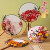 Leque de flores secas, leque estilo antigo, kit de material DIY feito à mão, flor eterna, team-building, presente de atividade de aquecimento para pais e filhos