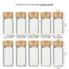 Saleiro de Vidro 40Z Transfronteiriço Quadrado Frasco de Tempero 120ml Pote de Tempero de Bambu Conjunto de Frascos de Tempero com Furo Recipiente para Especiarias