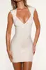 Vestido de Vendaje Hecho a Medida Moda Europea y Americana Estilo Clásico Sexy Cuello en V Ajustado Baja Elasticidad Seda Vestido de Vendaje