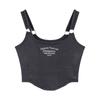 Camisola pequeña bordada con letras europeas y americanas para mujer, de algodón, estilo Spice Girl, corte ajustado, corta, de malla, ropa interior infrarroja, top