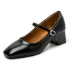 Zapatos de Tacón Alto Estilo Francés para Mujer, Nuevo Modelo 2025, Zapatos Mary Jane Bajos, Punta Cuadrada, Slip-On, Tacón Grueso, Zapatos Profesionales para el Trabajo