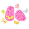 Molde de silicona líquida de yeso de aromaterapia de mariposa Zou Ju pequeña de cuatro agujeros decoración de pastel DIY paso seco