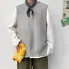 Tricô sem Mangas Masculino Outono e Inverno Estilo Preppy Solto Estilo Coreano Tendência Gola Redonda Tricô Colete de Estudante Colete