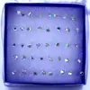 Moda Estilo Coreano Sencillo Vendedor Ambulante Caja de 20 Pares Aretes para Mujer 3mm Brillante Resina Strass Plástico Aretes Venta al por Mayor