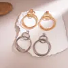 Pendientes Redondos Multicapa Huecos de Aguja de Acero Transfronterizos Europeos y Americanos, Exagerados y Elegantes, Pendientes Versátiles con un Toque de Lujo Ligero y de Alta Gama para Mujer