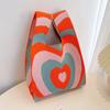 Bolso de Mano Estilo Ins, Versión Coreana y Japonesa, Versátil Bolso Cubo de Hilo Tejido para Llevar en la Mano para Mujer, Bolso Tote, Bolsa para el Almuerzo, Estilo Portátil de Moda