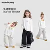 Camiseta de Algodão Puro para Meninas Black Ni Mumi Outono 2026 Nova Blusa Casual de Manga Curta Infantil Roupas Infantis Atacado