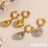 Temperamento Europeo y Americano Diseño de Nicho Creativo Pendientes de Alta Calidad Acero Inoxidable Chapado en Oro de 18 Quilates Pendientes con Colgante de Cacahuete Sólido