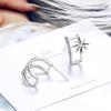 Brincos Stud Feminino estilo coreano Single-sided Diamond Dupla camada Letra U-shaped Gone Star elegante Ear Jewelry Stud Brincos