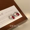Pendientes elegantes de estilo retro con diseño de hebilla de oreja de flor, con cuentas sencillas y personalidad, combinables con todo, a la moda para mujer.
