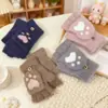 Ciclismo de Invierno Transfronterizo A Prueba de Frío y Cálido con Parte Superior Plegable de Felpa Estilo Japonés para Estudiantes Femeninas Guantes de Algodón sin Dedos Halloween Luminosos Invierno