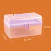 Herramientas de Plástico Transparente Caja de Herramientas Doméstica Portátil para Pintura de Estudiantes de Primaria Doble Capa Caja de Almacenamiento para Arte de Uñas Caja de Herramientas
