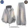 Conjunto de cárdigan de alta calidad marca NASA, sudadera con capucha y chaqueta con estampado de leopardo, un atuendo deportivo moderno y casual para hombre