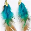 Pendientes Bohemios de Plumas con Borlas de Amazon de Venta Caliente Transfronterizos, Pendientes Largos Vintage Exagerados de Estilo Étnico para Vacaciones