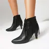 Botines de mujer estilo Martin transfronterizos con punta fina, suela de goma, cremallera lateral, botines versátiles de tacón alto, botas de mujer de talla grande para otoño e invierno