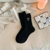 Calcetines de Media Caña para Mujer de Otoño e Invierno, Calcetines de Cachemira Cálidos Engrosados, Calcetines de Lana, Calcetines de Mujer con Flores a la Moda, Calcetines Zhuji