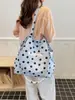 Bolsa de Hombro de Lona con Lunares Estilo Coreano Nueva de Primavera para Mujer, Bolsa Tote Grande de Capacidad para Viajes, Simple, Moderna, Versátil y Casual