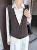 Chaleco Cardigan de Punto Grueso de Lana Pura de Siete Agujas con Cuello en V, Chaleco Irregular sin Mangas en Capas, Nuevo de Invierno 2026