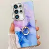 Capa de Celular com Fivela de Anel de Mármore IMD Galvanizado para Apple 16PROMAX Gradiente de Aroma 15 Furo Fino 14