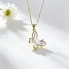 Anillo de Mariposa Imitación Perla con Goteo de Aceite de Cobre de Gama Alta, Collar, Colgante y Aretes de Botón Juego de Tres Piezas para el Uso Diario de Mujeres