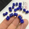 Cuentas Cilíndricas de Lapislázuli de Mina Antigua Natural Talladas con Flor de Cuatro Hojas y Flor de Loto Pulsera DIY Cuentas Budistas Accesorios Culturales para Jugar Cuentas Espaciadoras
