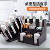 Portavasos de Acrílico Negro para Embalaje al por Mayor Tienda de Café y Té con Leche Suministros Desechables Estante de Colocación Fábrica de Portavasos