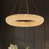 Lámpara de araña de cristal estilo francés ligero, Lámpara moderna de estilo italiano de lujo ligero para comedor, Lámpara atmosférica para dormitorio, Lámpara circular con un sentido de sofisticación de diseñador