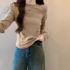Camiseta feminina de veludo alemão lisa, manga longa, tendência 2026, nova para outono e inverno, espessa, slim fit, base, top quente com gola redonda