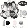 Novo conjunto de 40 peças de lantejoulas pretas e prateadas terno de balão de látex casamento festa de aniversário atividade cena decoração